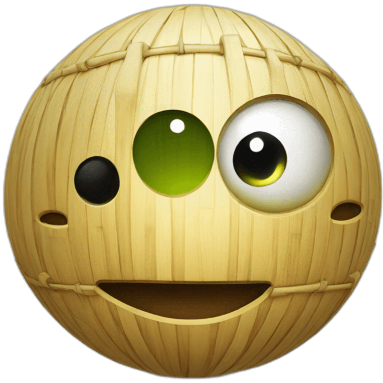 3d sphere with a cartoon bamboo texture with big beautiful eyes emoji