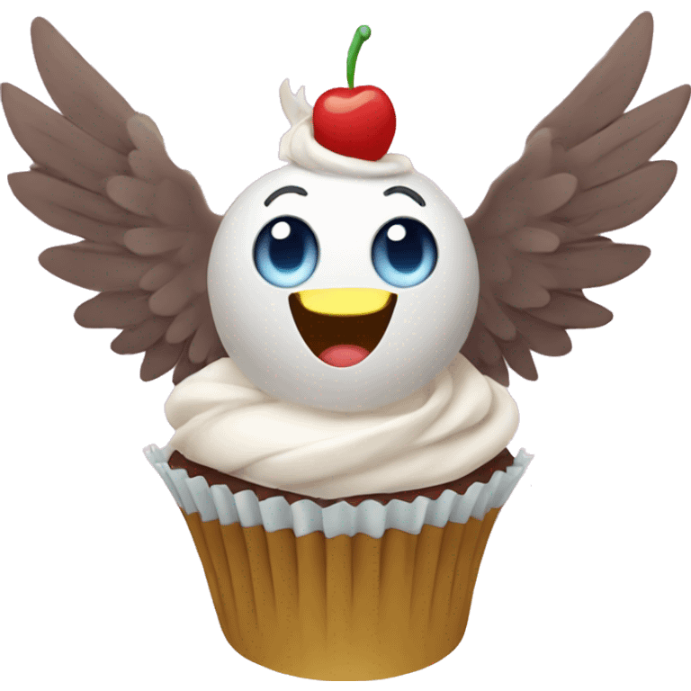 Cupcake with wings emoji