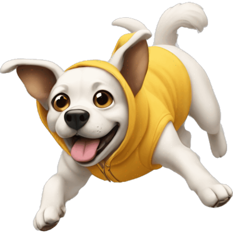 Dog wearing a hoodie doing a backflip emoji