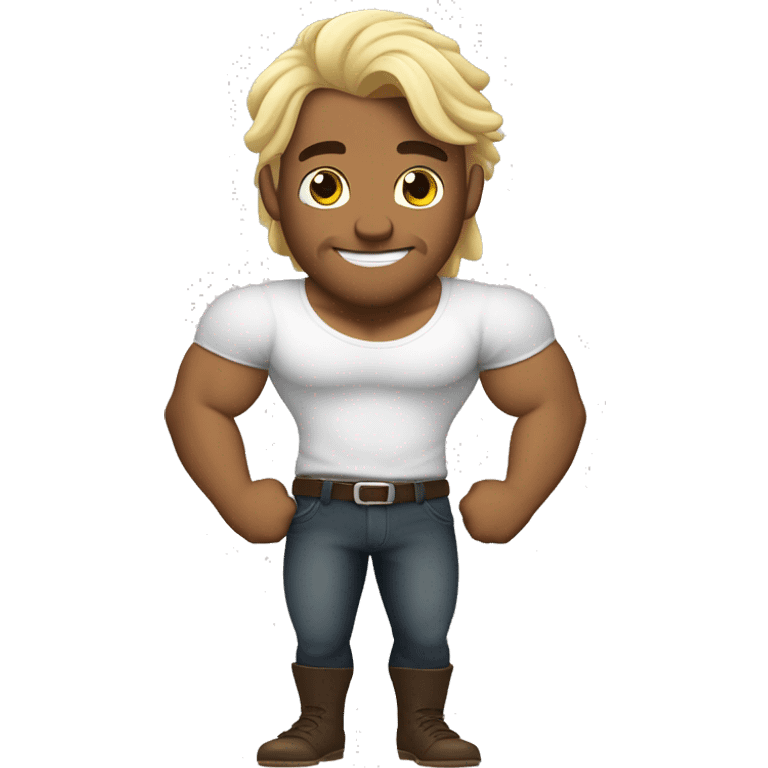 chico con piel blanco con biceps y con color cafe el cabello  emoji