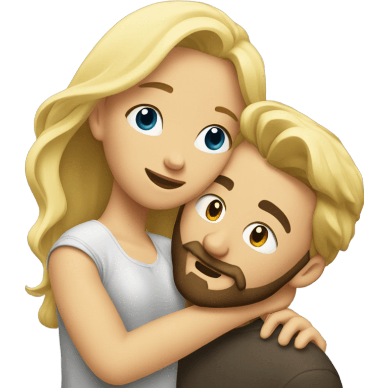 A blonde girl hugs a bearded man emoji