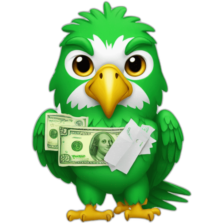 green eagle with money emoji