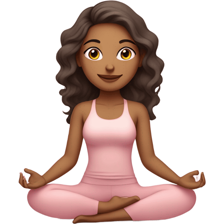 Latina yoga beautiful girl in light pink clothes sitting on a yoga mat emoji