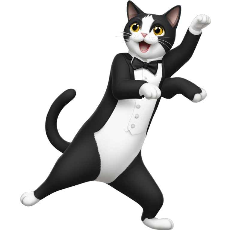 Tuxedo cat dancing emoji