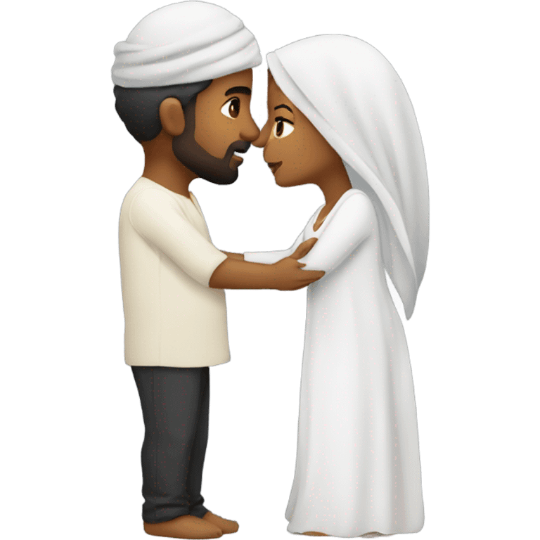 Arab man kissing brownskin woman  emoji