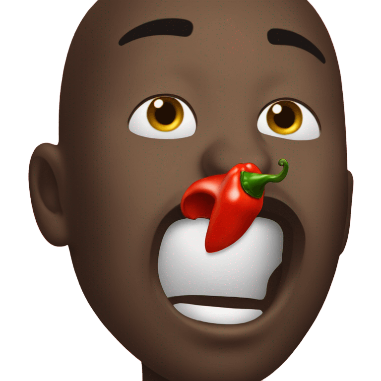 A black person chewing a red chilli pepper  emoji