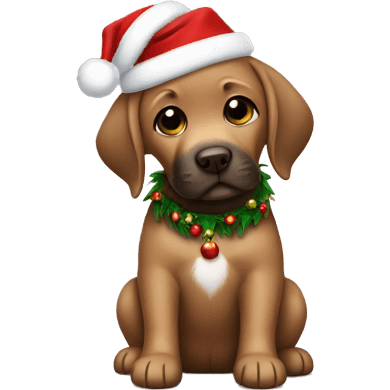 vute baby brown labrador with christmas costume emoji