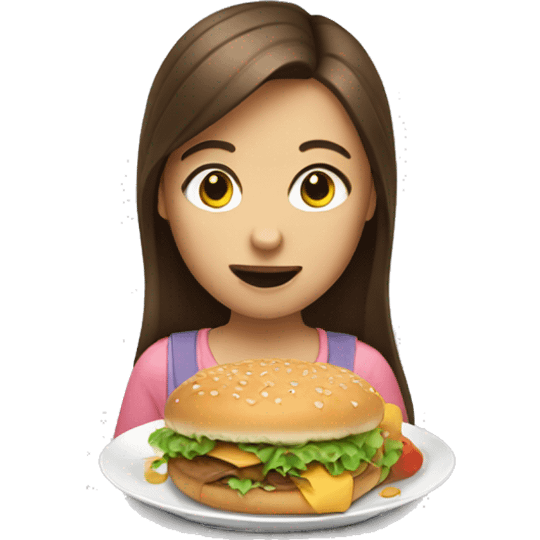 Girl with brown hair eating mc emoji