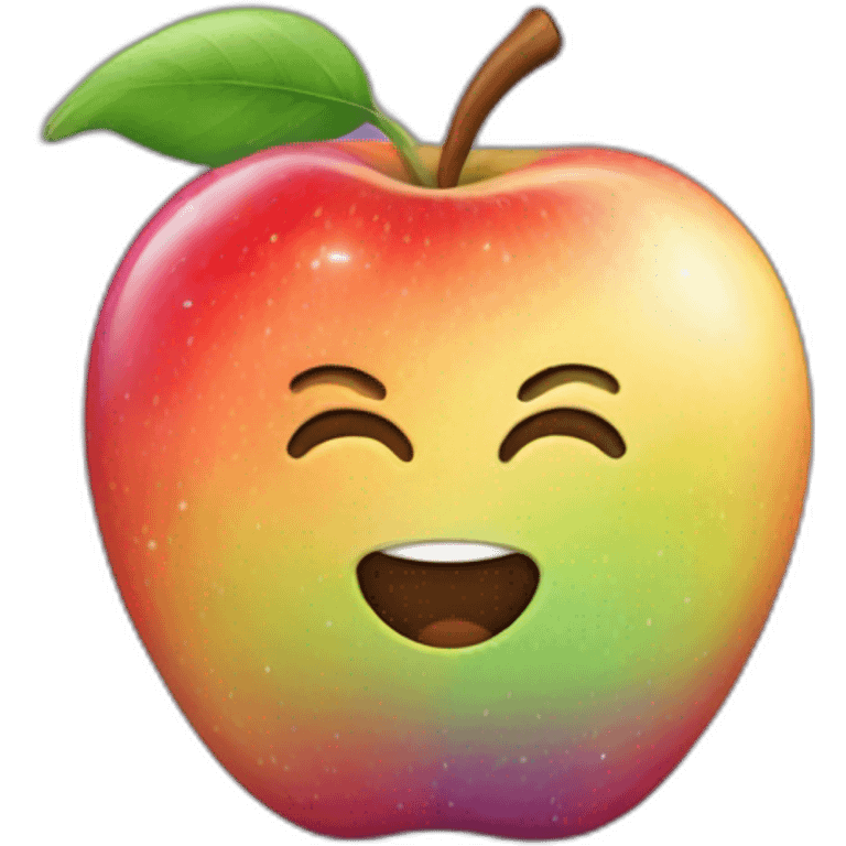 Grosse pomme avec toutes les couleurs de l'arc en ciel emoji