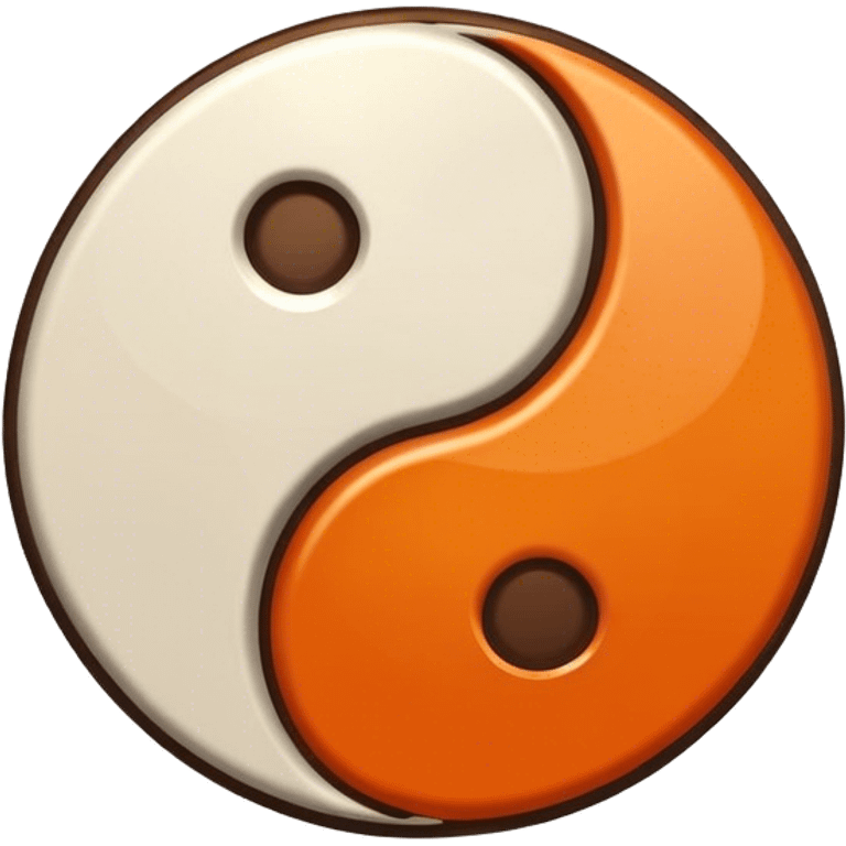 Orange and brown ying yang emoji