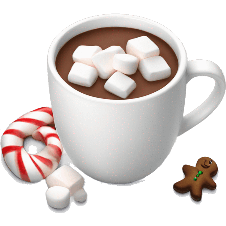 Christmas White mug of hot chocolate with marshmallows  emoji