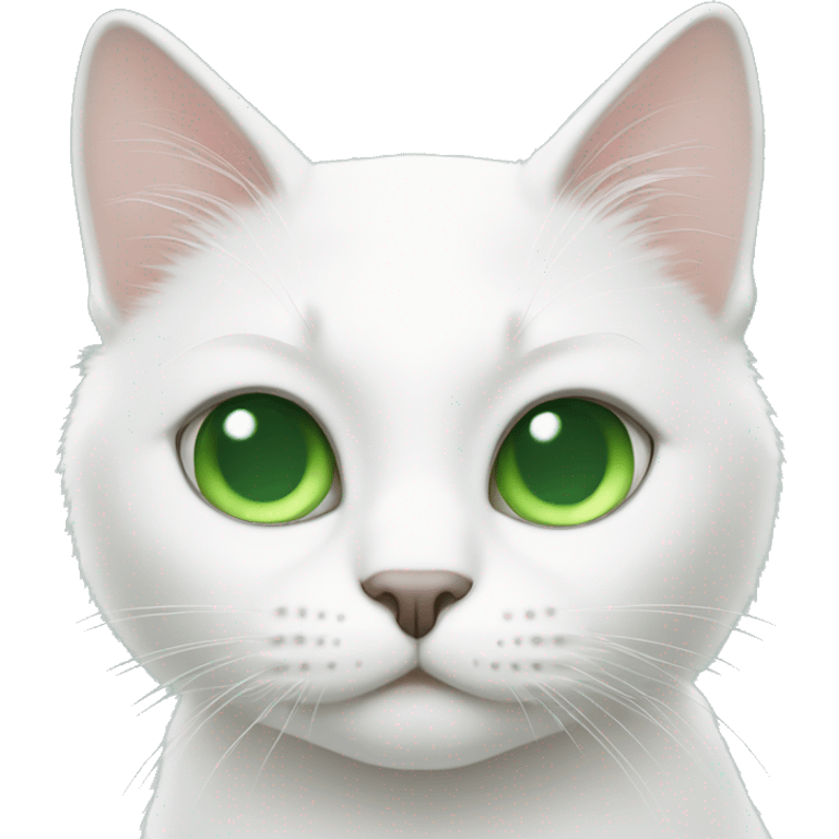 White cats with green eyes emoji