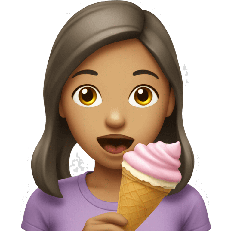 Girl eating ice cream emoji