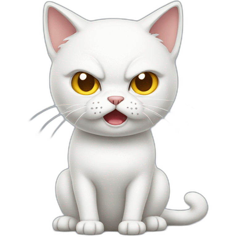 Fullbody White cat angry emoji