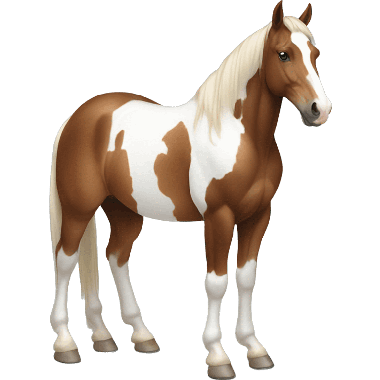 Full body brown and white paint horse with white blaze on head emoji