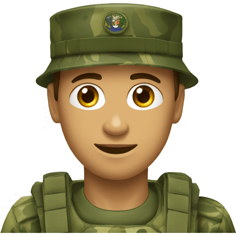 crie um emoji de um militar do exercito brasileiro com o camuflado típico emoji