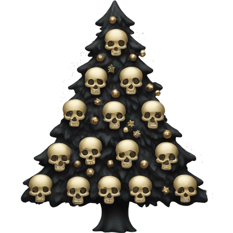 Black Christmas tree with skulls emoji