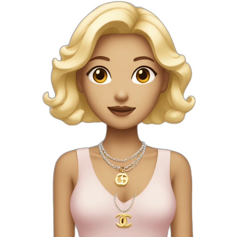 Blonde Asian girl with Chanel bag and necklace emoji