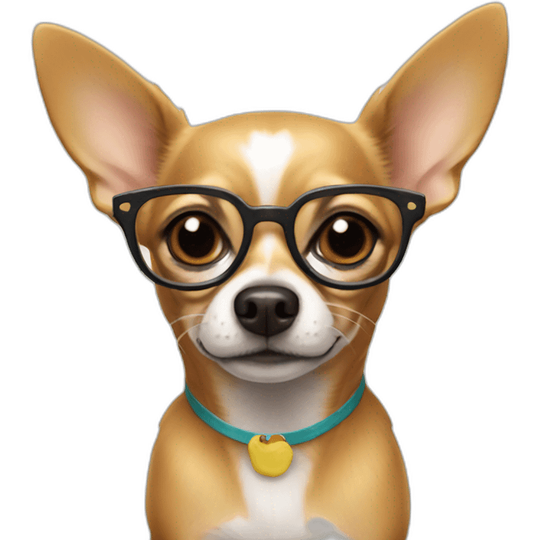 chihuahua with glasses nerd emoji