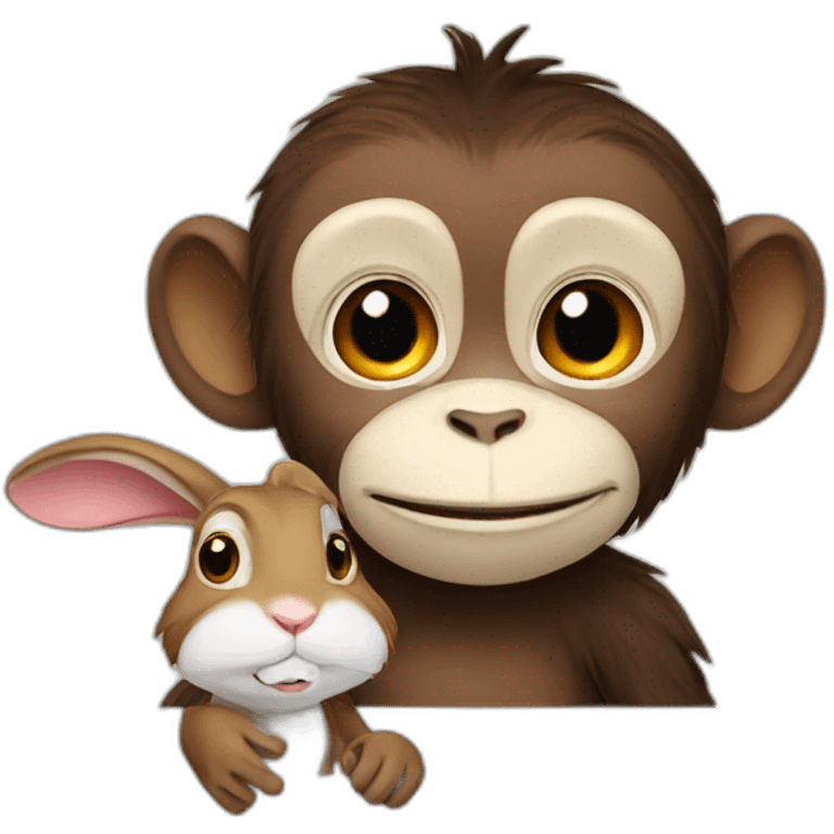 Monkey with a rabbit  emoji