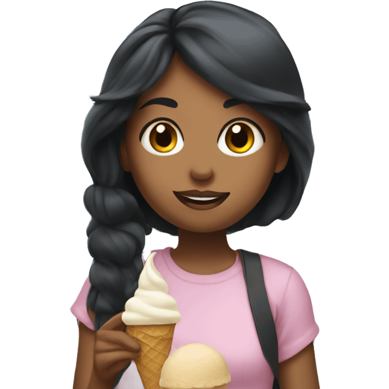 girl with black hair in an ice cream truck emoji