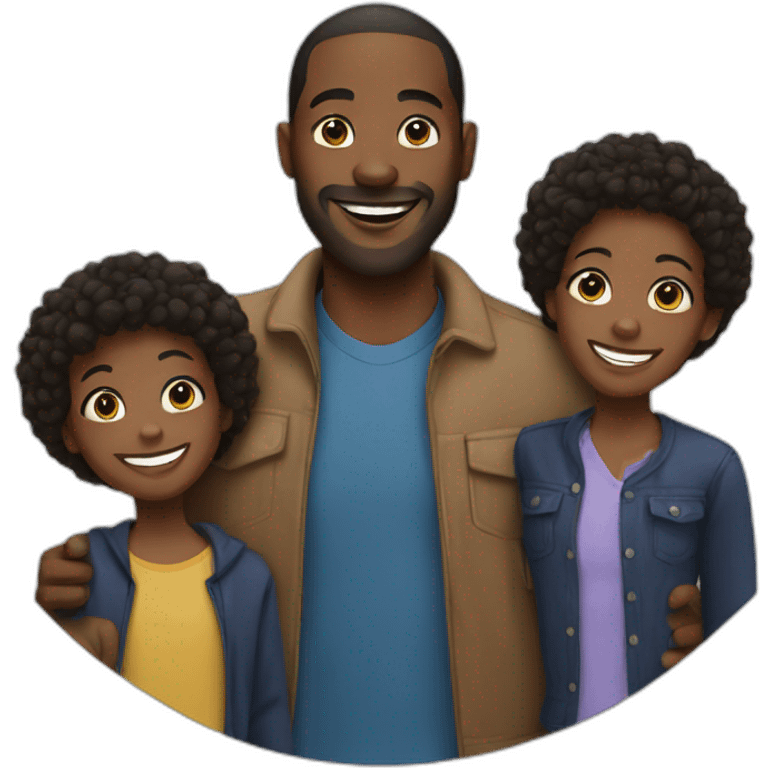 Black man smiling with his family emoji