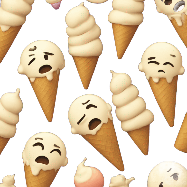 Sad face with ice cream emoji