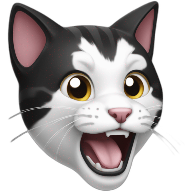 screaming-black-and-white-cat emoji