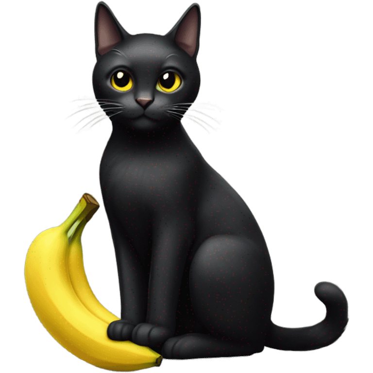 Black cat holding a banana emoji