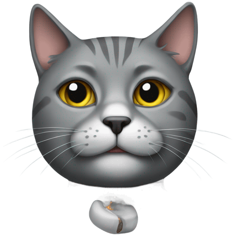 A grey cat Smoking emoji