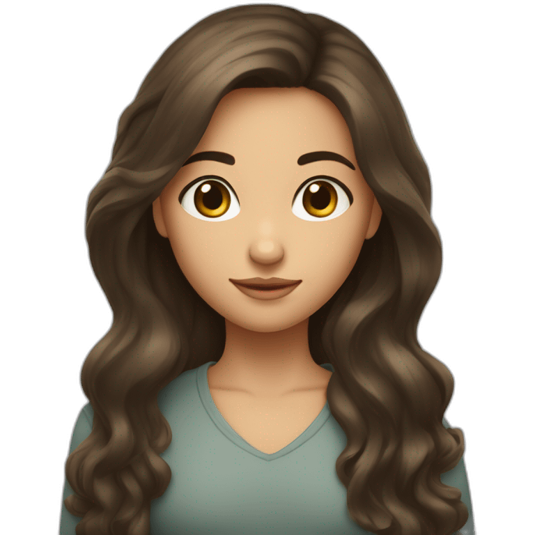 Fille brune au cheuveux longs et les yeux bleux emoji