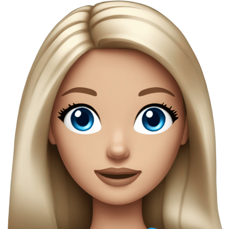 Brunette with long hair and blue eyes Barbie  emoji