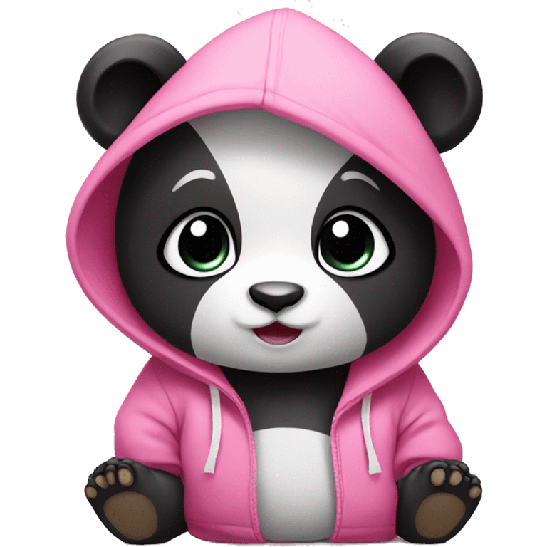 Baby panda wearing a pink hoodie  emoji