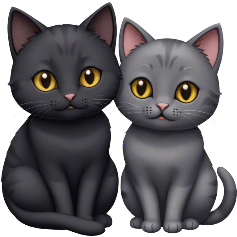 A gray cat and a black cat are in love emoji