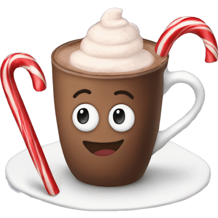 Hot cocoa with candy cane in it emoji