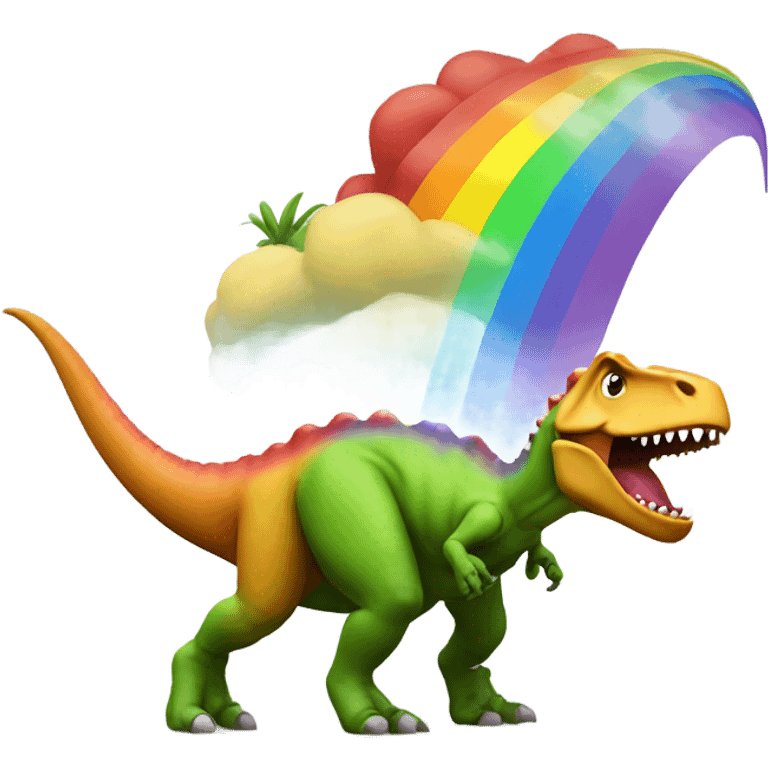 dinosaur throwing up a rainbow  emoji