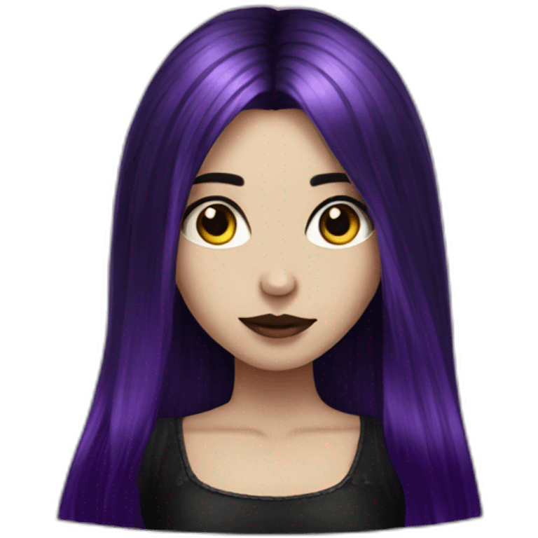 gothic girl long dark black and purple hair emoji