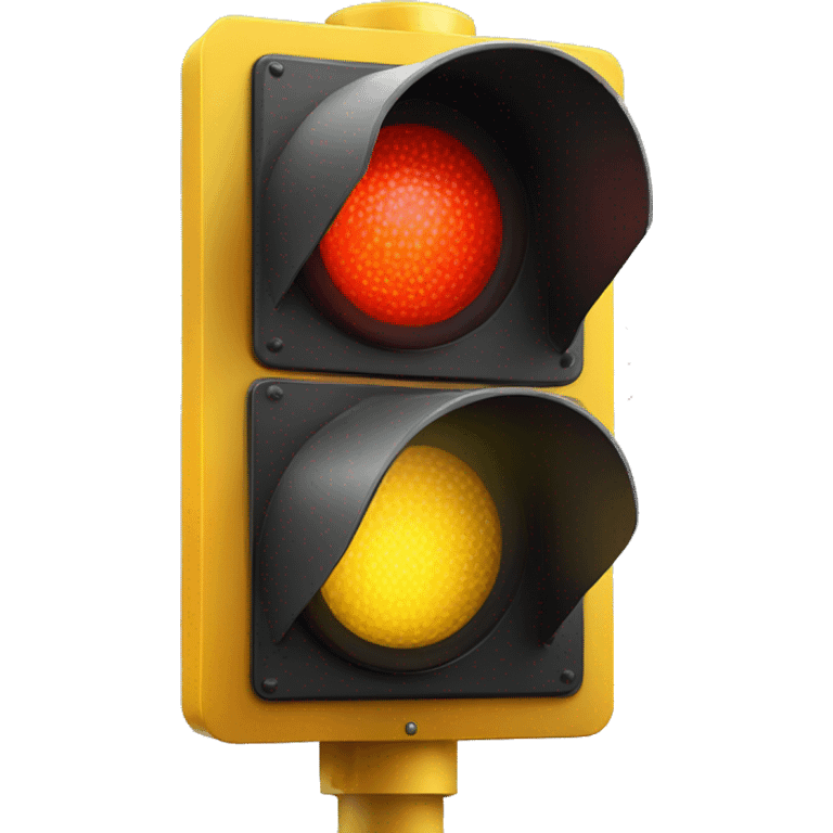 a red yellow color traffic light with yellow lit emoji