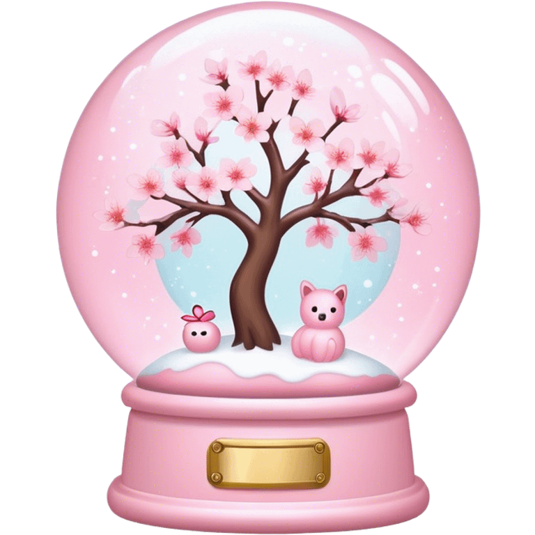 Pastel pink snow globe，Cherry blossom，dream emoji