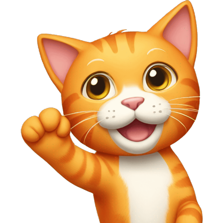 a cure orange cat waving emoji