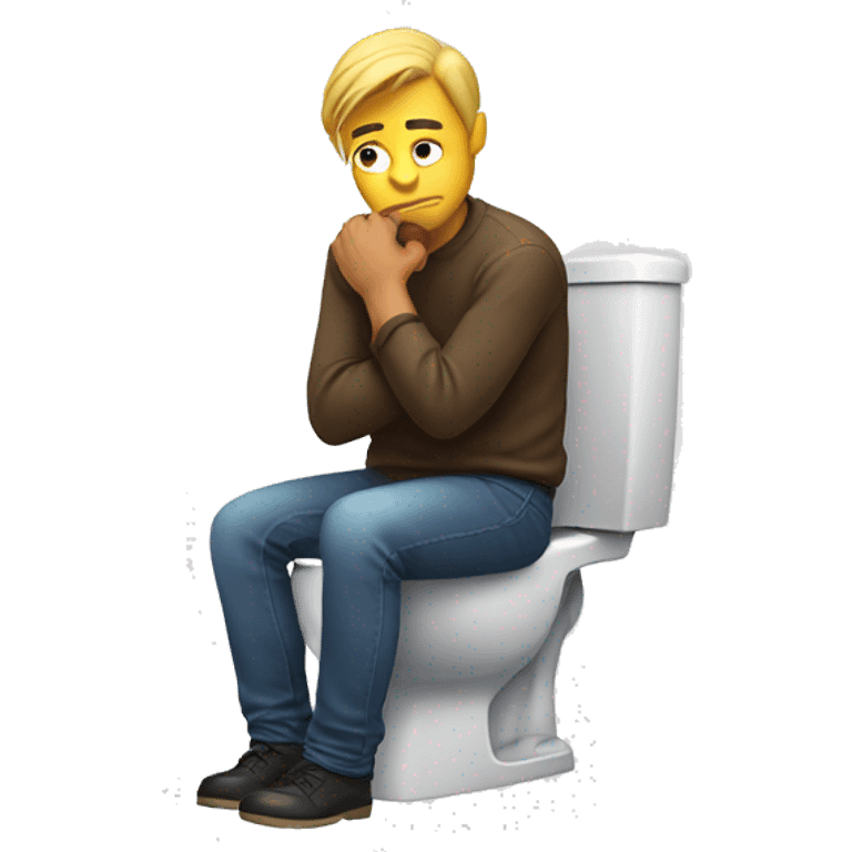 Man sitting on toilet in distress emoji