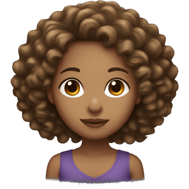 light skin black girl with long brown curly hair  emoji