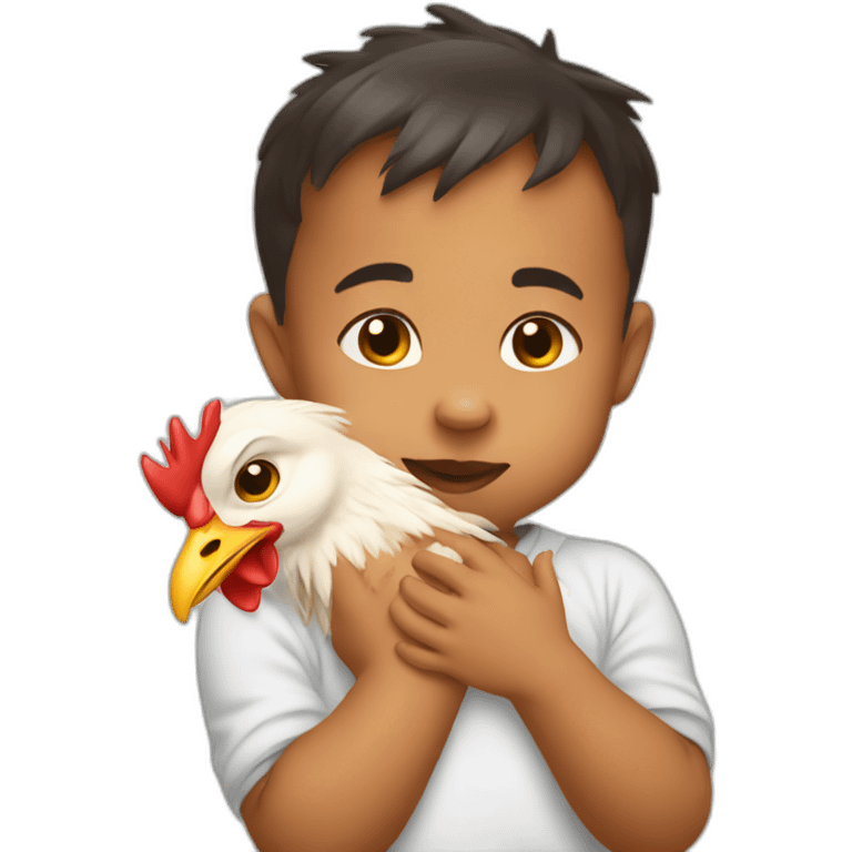 baby grabbing chicken by neck emoji