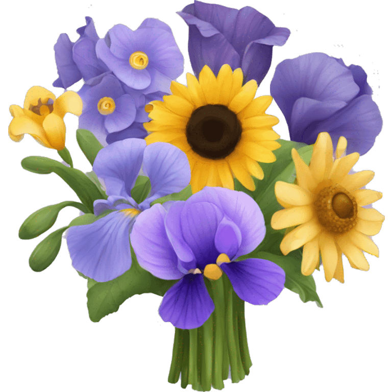 Lavender iris poppy iris sunflower hydrangea anemone flower bouquet  emoji