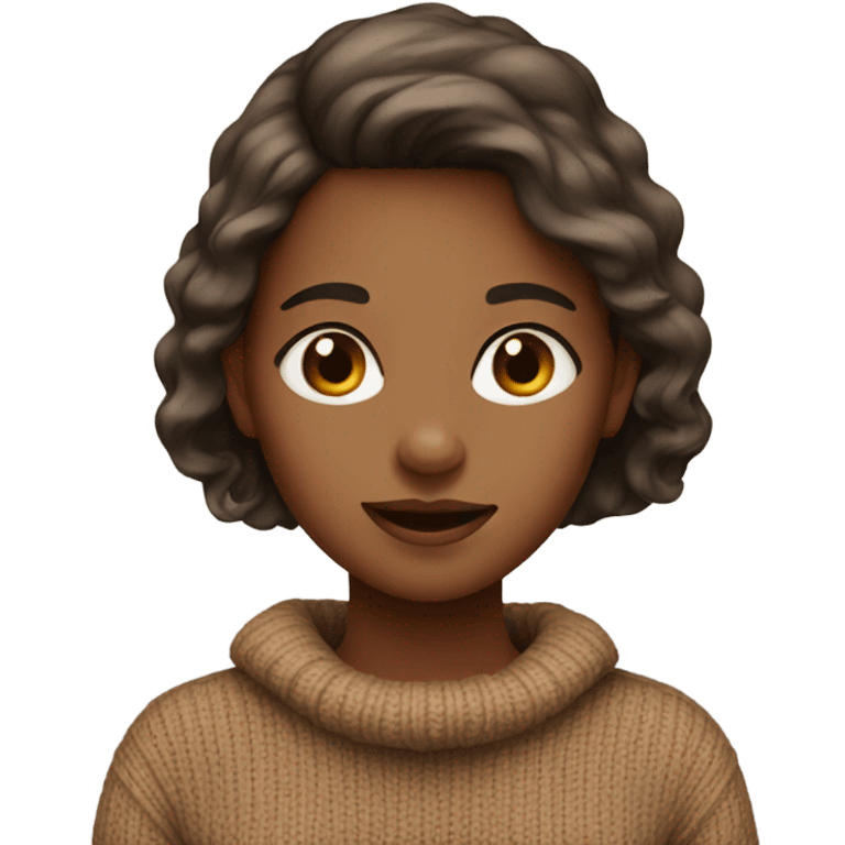 realistic girl in brown sweater emoji