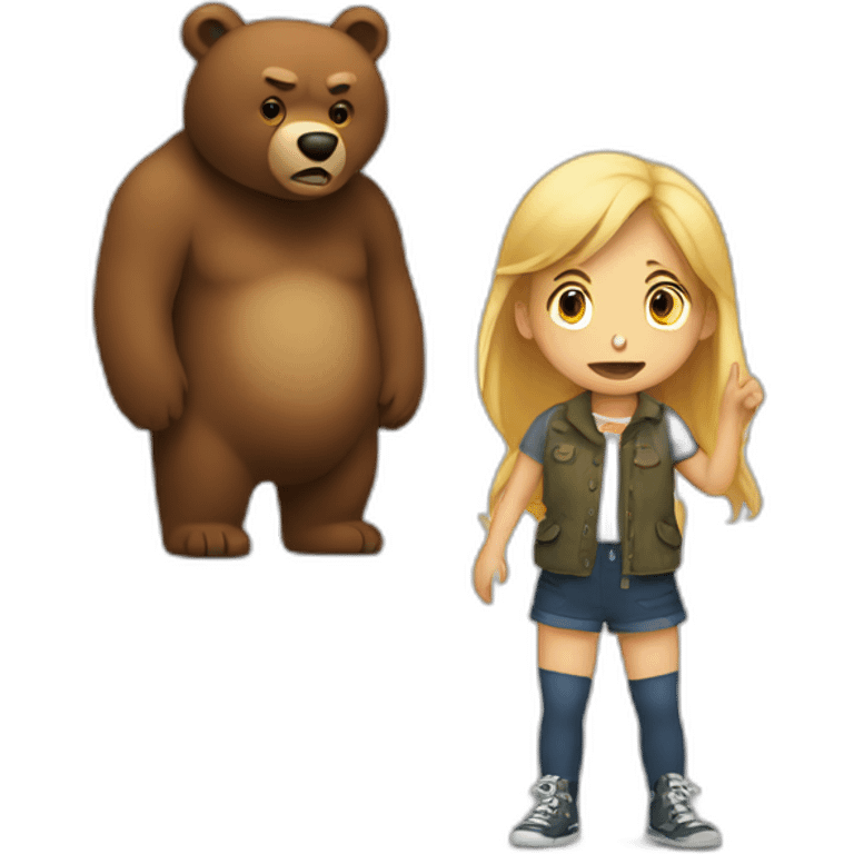 big bear threatening girl emoji