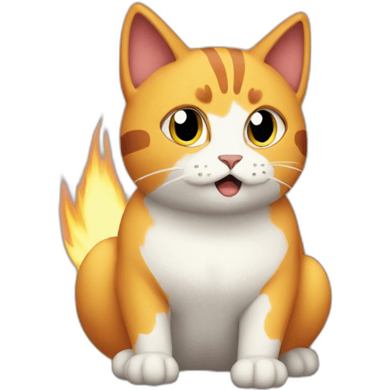 Sitting-bicolor-cat-fire-type-pokemon-shocked emoji