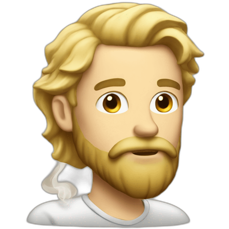 Blond man bearded smoking hazelnut emoji