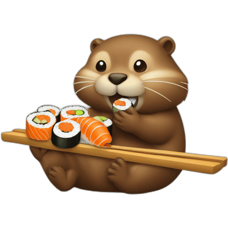 Beaver eating sushi emoji