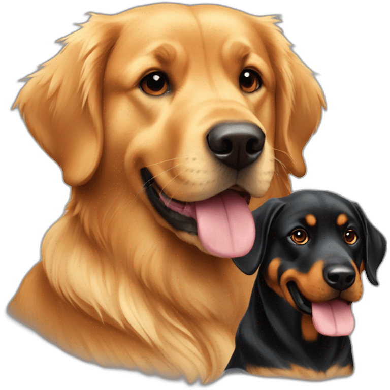 Golden retriever and rottweiller in black cabriolet emoji